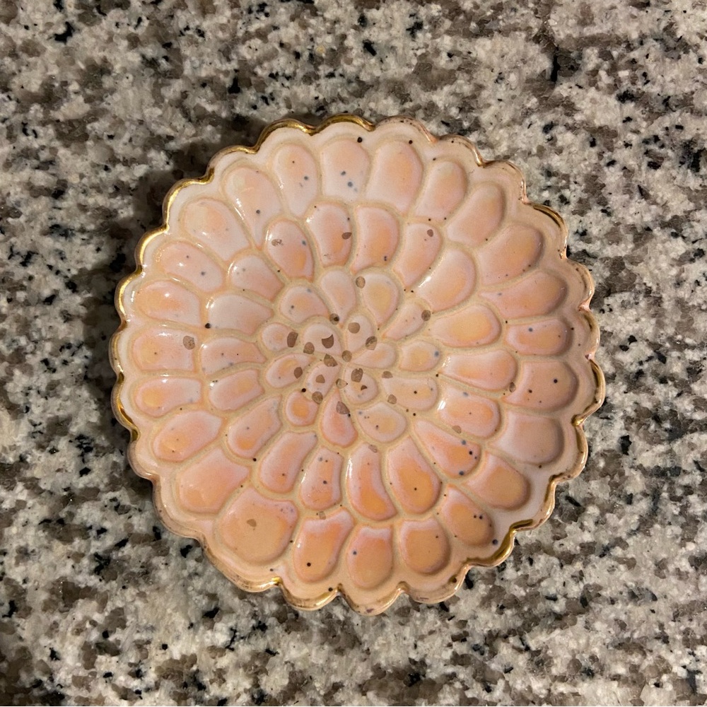 Anthropologie Pink Flower Trinket Dish